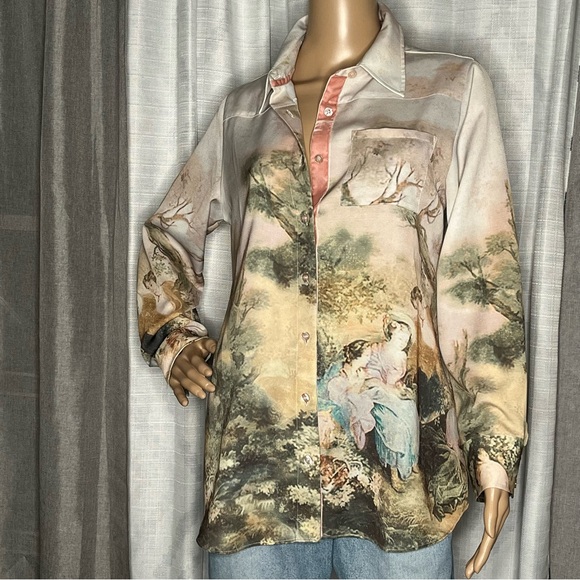 Soft Surroundings Tops - Soft Surroundings 19th Century Painting Shirt Button Down Shirt Petite Medium